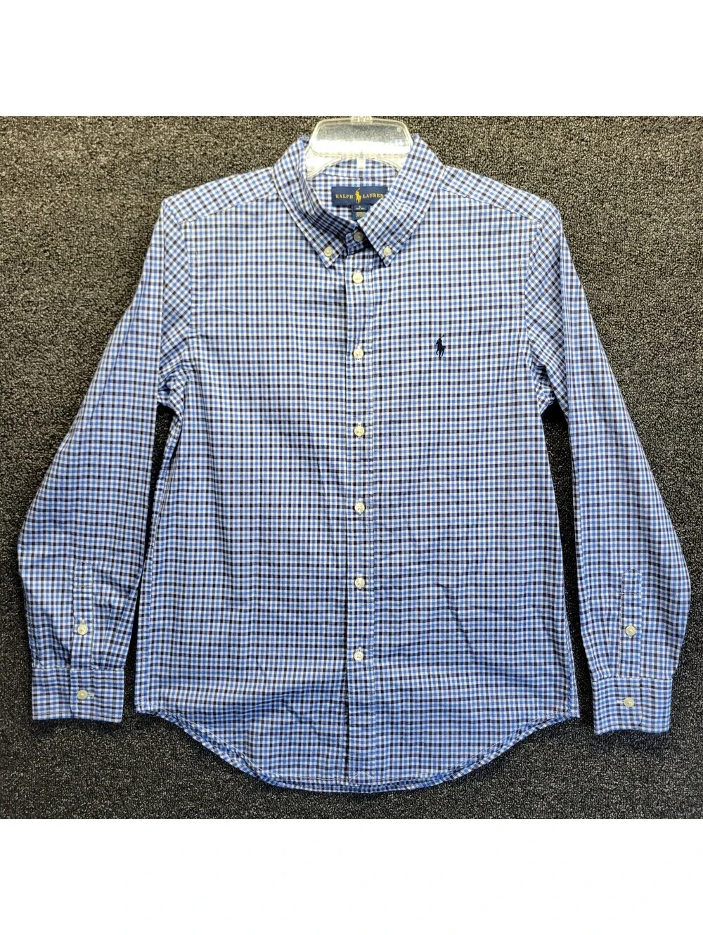 Ralph Lauren Blue Plaid Boy's Sz L Button-Down